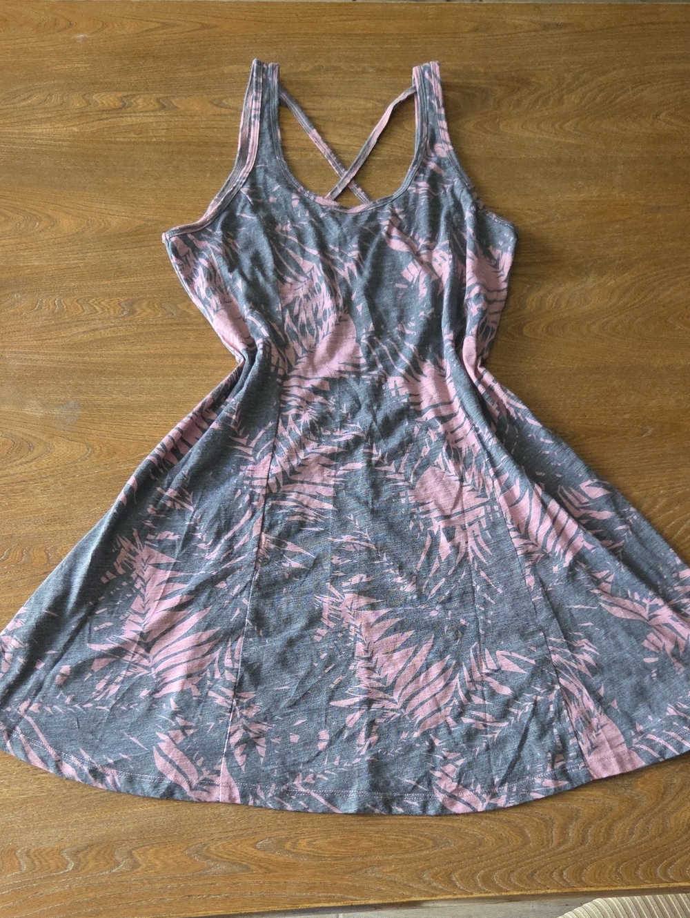 Salt Life Pink & Gray Crisscross Tropical Mini Dress
